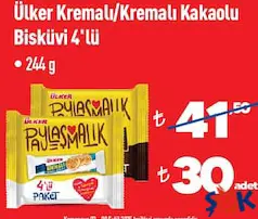 ÜLKER KREMALI/KREMALI KAKAOLU BİSKÜVİ 4'LÜ